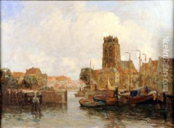 Vue De Dordrecht Oil Painting - Gerarrd Delfgaauw