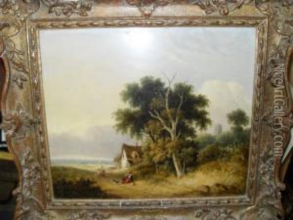 Travellers On A Country Lane Oil Painting - Samuel David Colkett