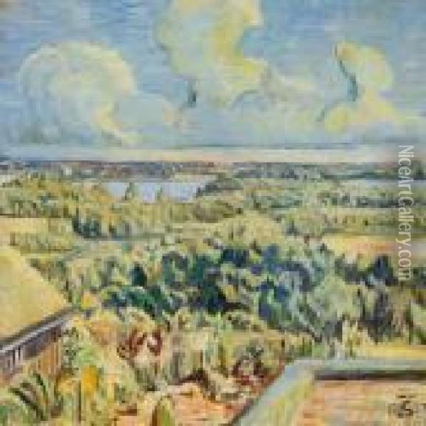 Udsigt Over Lyngby So Oil Painting - Poul S. Christiansen