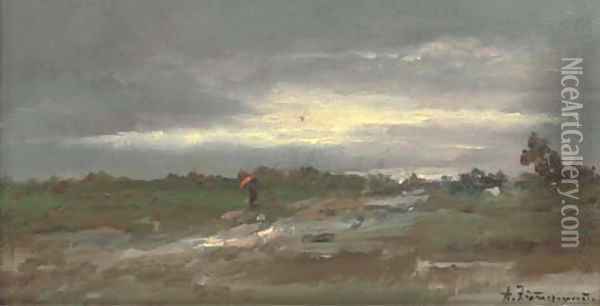 The approaching storm Oil Painting - August Albert Zimmermann