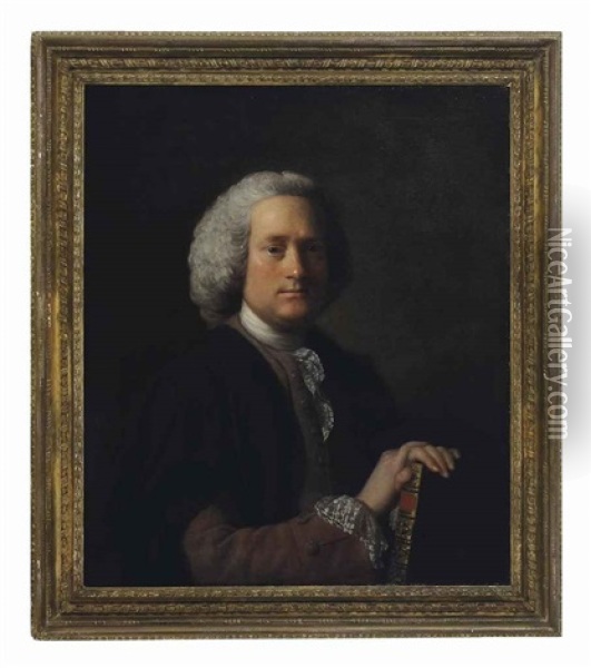 Portrait Of Gentleman Holding A Book Oil Painting - Allan Ramsay