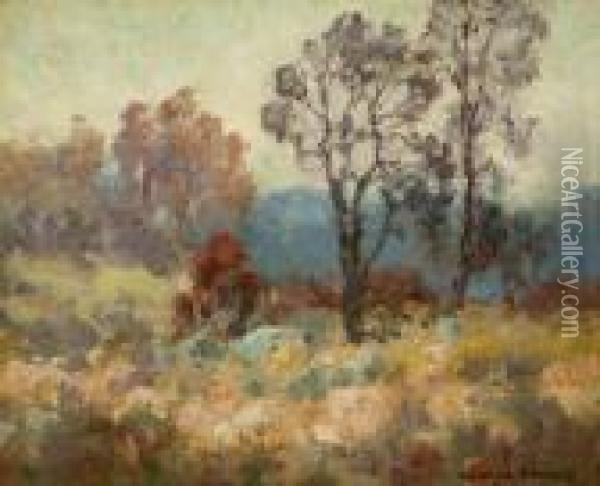 California Eucalyptus Landscape Oil Painting - Maurice Braun