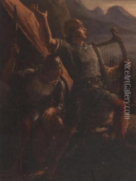 Viking With A Harp Oil Painting - Holger Peter Roed