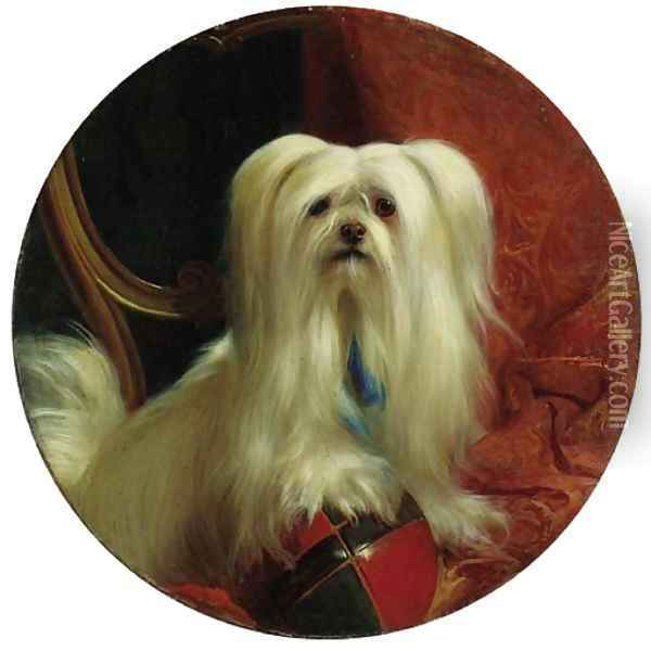 Mopsey, a drop-eared Skye terrier Oil Painting - George Earl