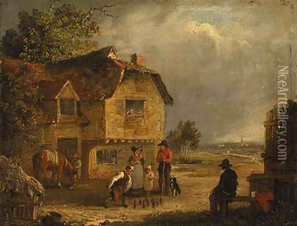 A game of skittles Oil Painting - Edmund Bristow