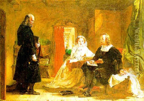 A Question Of Faith - Parents Concerned At The Consequences Of Joining The Lutheran Movement Oil Painting - William Powell Frith