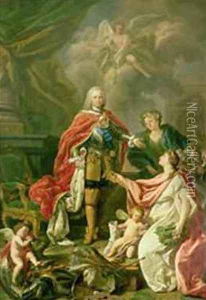 Ferdinand VI 1713-59 as Patron of Arts and Sciences Oil Painting - Antonio Gonzalez Ruiz