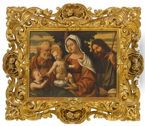 Madonna Mit Kind, Johannesknaben, Hl. Joseph Und Hl. Rochus Oil Painting - Giovanni Bellini