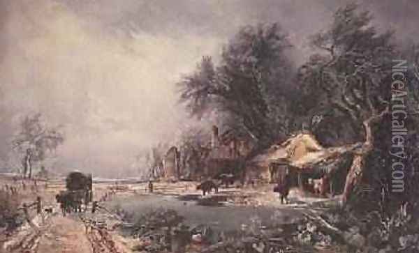 Winter Landscape 1836 Oil Painting - William James Muller