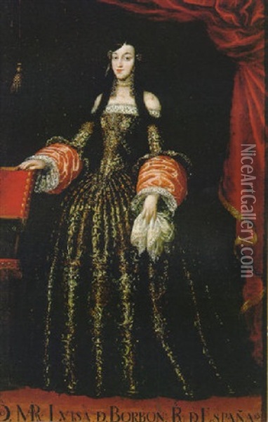 Retrato De Dona Maria Luisa De Borbon Oil Painting - Juan Carreno De Miranda