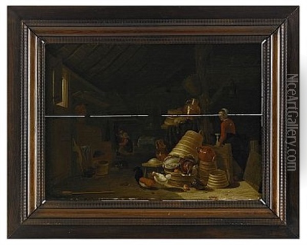 Familjeidyll, Interior Oil Painting - Franz (Francois) Ryckhals