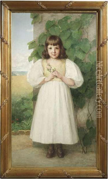 Portrait Ofmargarethe Kroner At The Age Of Six Years Oil Painting - Wilhelm Auberlen