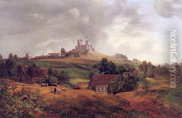 Stolpen Castle 1830 Oil Painting - Ernst Ferdinand Oehme