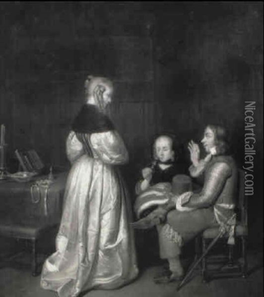 The Parental Admonition Oil Painting - Gerard ter Borch the Younger