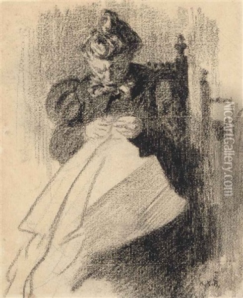Madame Vuillard Cousant Oil Painting - Ker Xavier Roussel