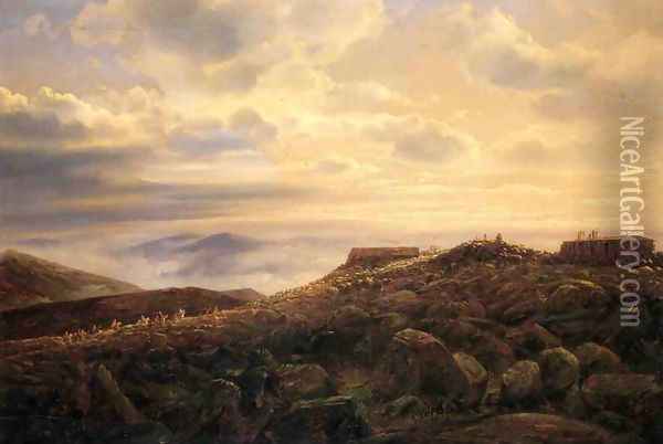 Summit House, Mount Washington Oil Painting - Ferdinand Richardt