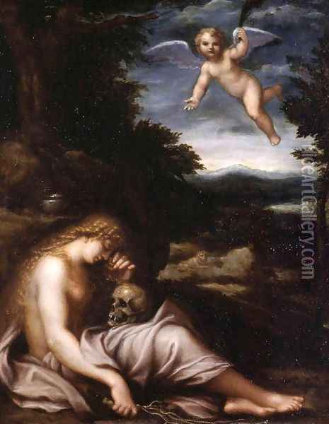 The Penitent Magdalen Oil Painting - Agostino Carracci