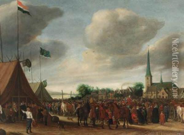 The Horse Fair At Valkenburg Oil Painting - Salomon van Ruysdael