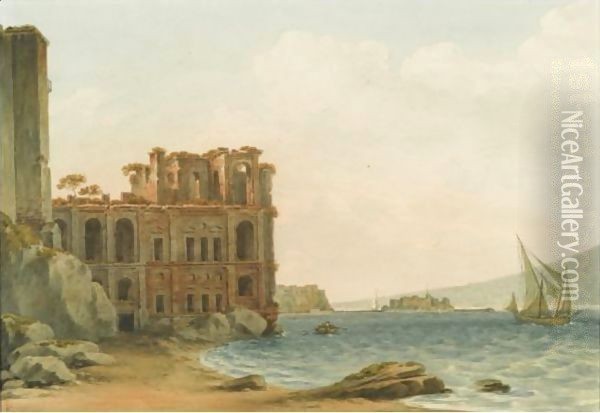 On The Shore Of Posilipo, Naples Oil Painting - John Warwick Smith
