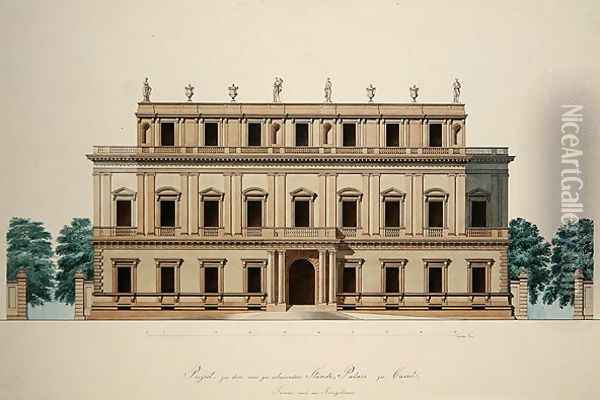 Design for the front facade of the Town Hall in Kassel Oil Painting - Julius Eugen Ruhl