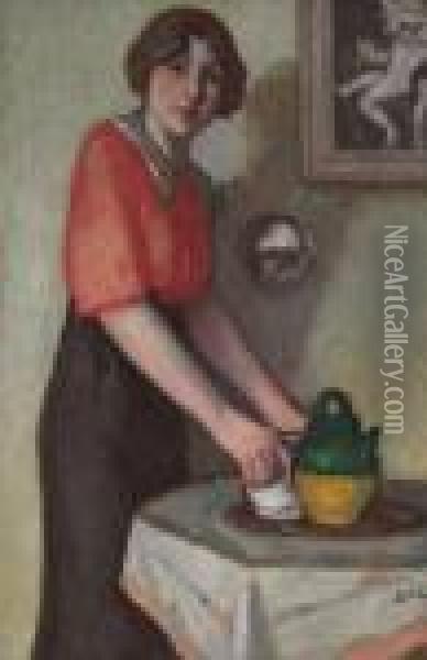 Jeune Femme A La Cruche Oil Painting - Georges dEspagnat