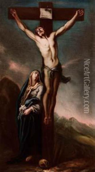 Cristo Crocifisso Con La Vergine Oil Painting - Francesco Trevisani