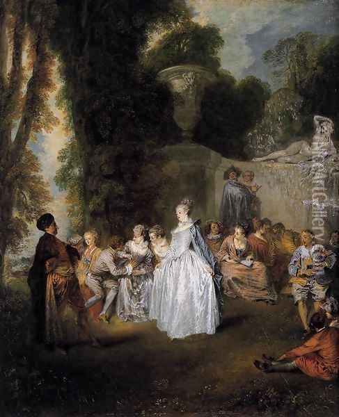Fetes Venitiennes 1718-19 Oil Painting - Jean-Antoine Watteau