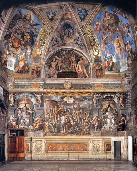 View of the Sala di Constantino Oil Painting - Raphael