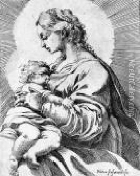 Maria, Das Christuskind Stillend Oil Painting - Lodovico Carracci