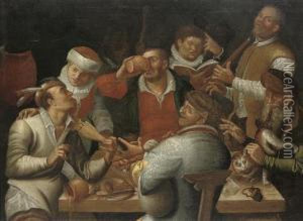 Merry Company Making Music Oil Painting - Cornelis Cornelisz. Tartarius