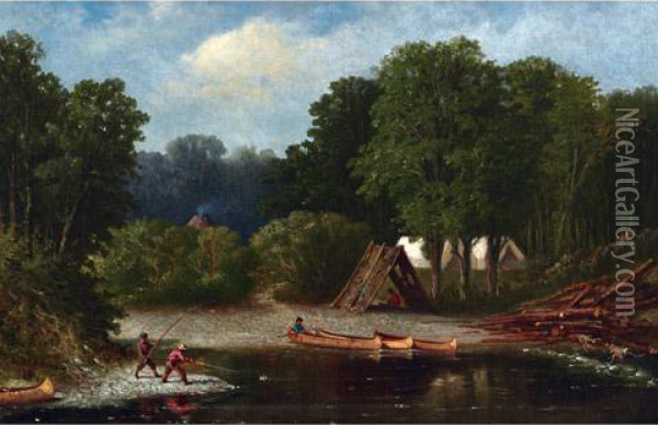 The Fishing Camp Oil Painting - William Raphael