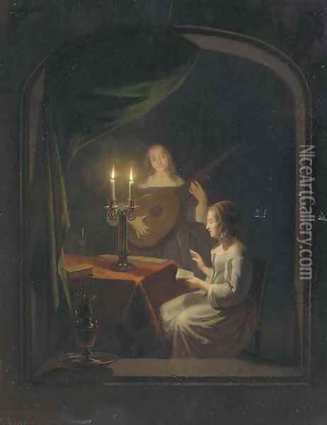 A Concert by Candlelight Oil Painting - Johannes Rosierse