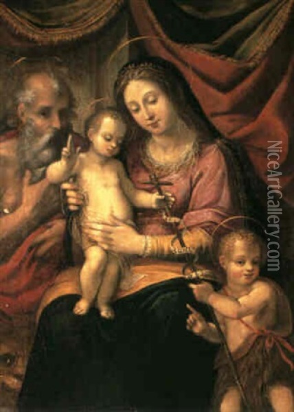 The Holy Family With The Infant St John Oil Painting - Lavinia Fontana