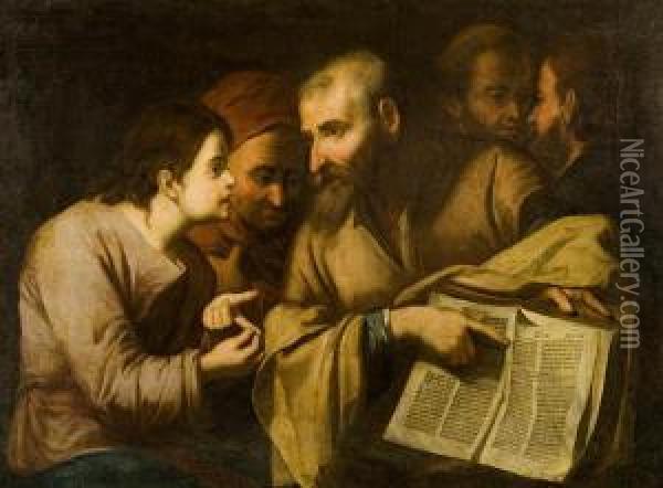 Chrystus Wsrod Doktorow (lekcja Retoryki) Oil Painting - Pietro Della Vecchio