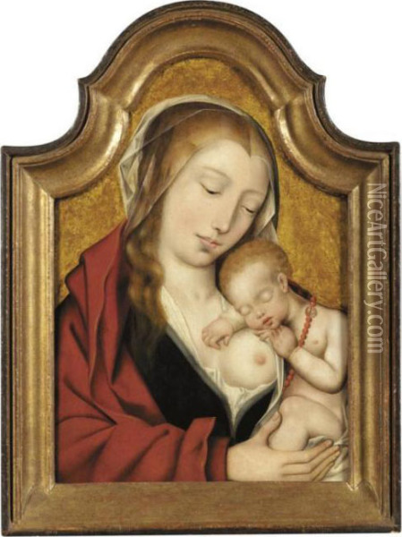 Virgin With The Sleeping Christ Child Oil Painting - Quinten Metsys