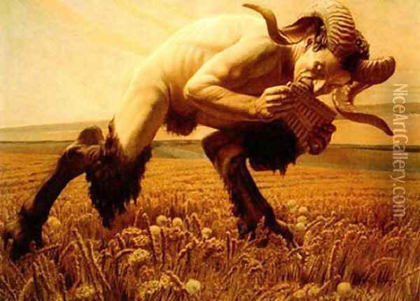 The Faun Oil Painting - Carlos Schwabe
