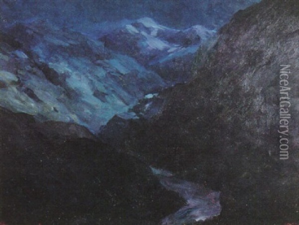 Mountain Nocturne Oil Painting - Frank Tenney Johnson