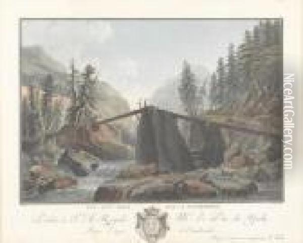 Vue D'un Pont Sur La Lutschinen Oil Painting - Caspar Wolf