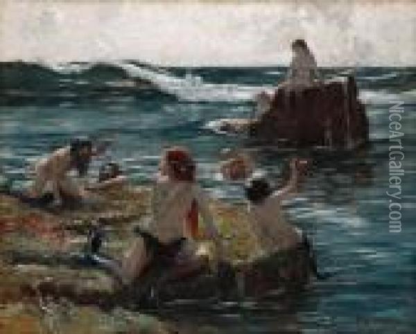 Tritons At Play Oil Painting - Bonny Rupert