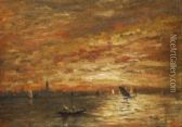Meeresstille Bei Sonnenuntergang Oil Painting - Beppe Ciardi