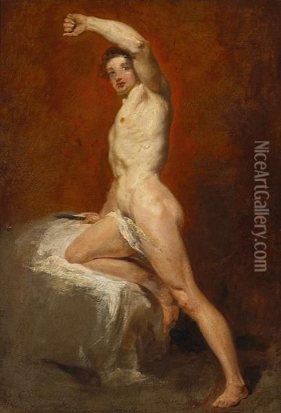A Study Of A Male Nude Oil Painting - William Etty