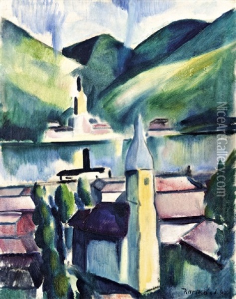Landscape Of Nagymaros Oil Painting - Ilona Karikas