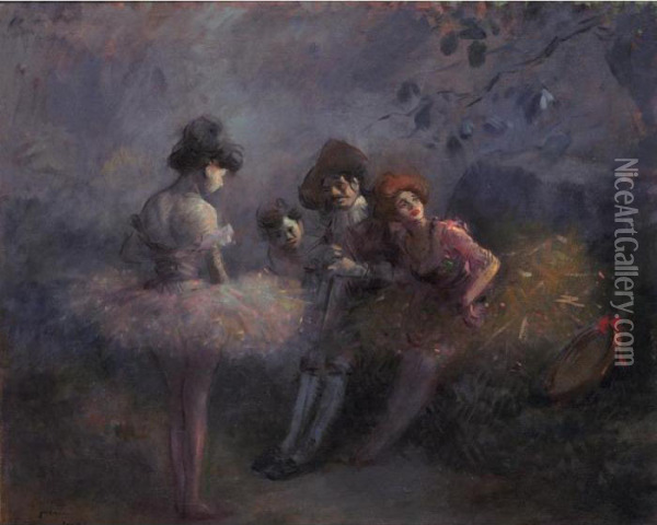 Scene De Ballet Oil Painting - Jean-Louis Forain