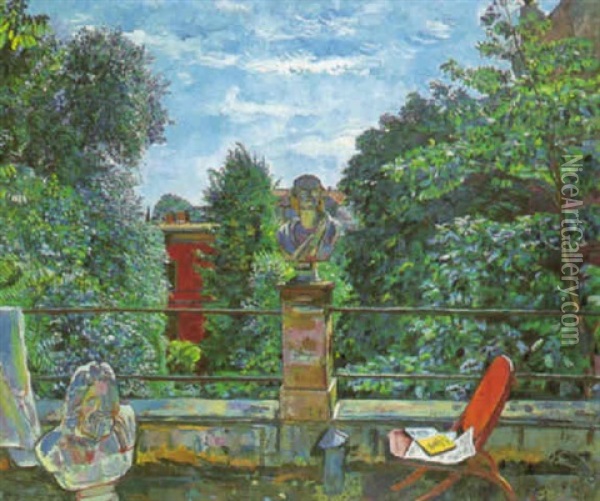 Dachterrasse Im Sommer Oil Painting - Erich Buettner