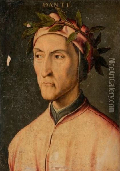 Portrait De Dante Alighieri Oil Painting - Antonio d' Ubertino Verdi
