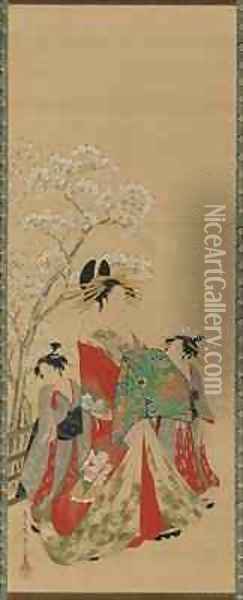 Beauties of the Seasons Spring Edo Period Oil Painting - Hosoda Eishi