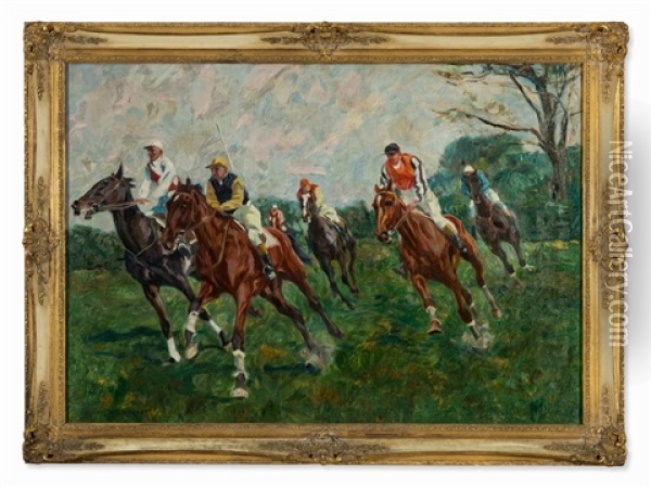 Horse Race Oil Painting - Georg Lebrecht