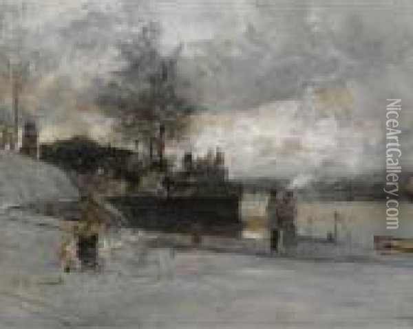 Quai Au Bord De La Seine Oil Painting - Luigi Loir