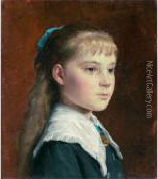 Portrait Marie Anker Oil Painting - Albert Anker