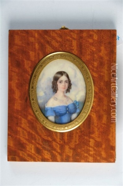 Portrait En Buste De La Princesse Troubetzkoy, En Tenue De Demoiselle D'honneur De L'imperatrice Alexandra Feodorovna (1798-1860) Oil Painting - Carl Kronnowetter